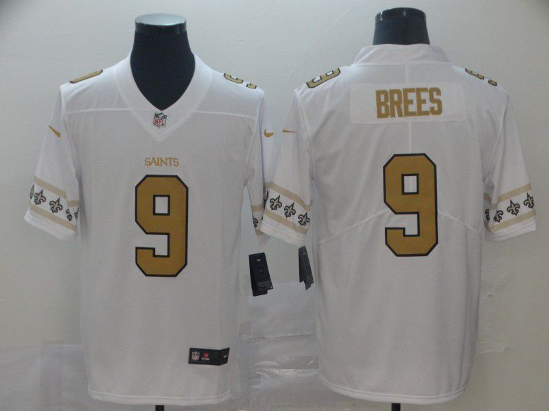 Men New Orleans Saints #9 Brees White team logo cool edition NFL Jerseys